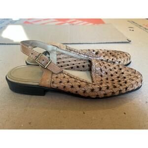 Kim Rogers Woven Slingback Flats Lindsey Brazilian Leather 6.5M